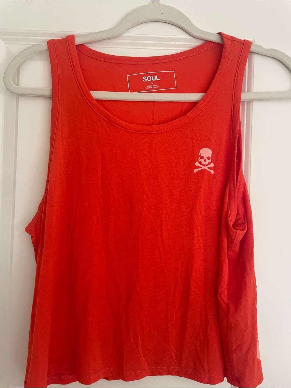 SOUL by soulcycle Orange Tank Top with White Skull Detail